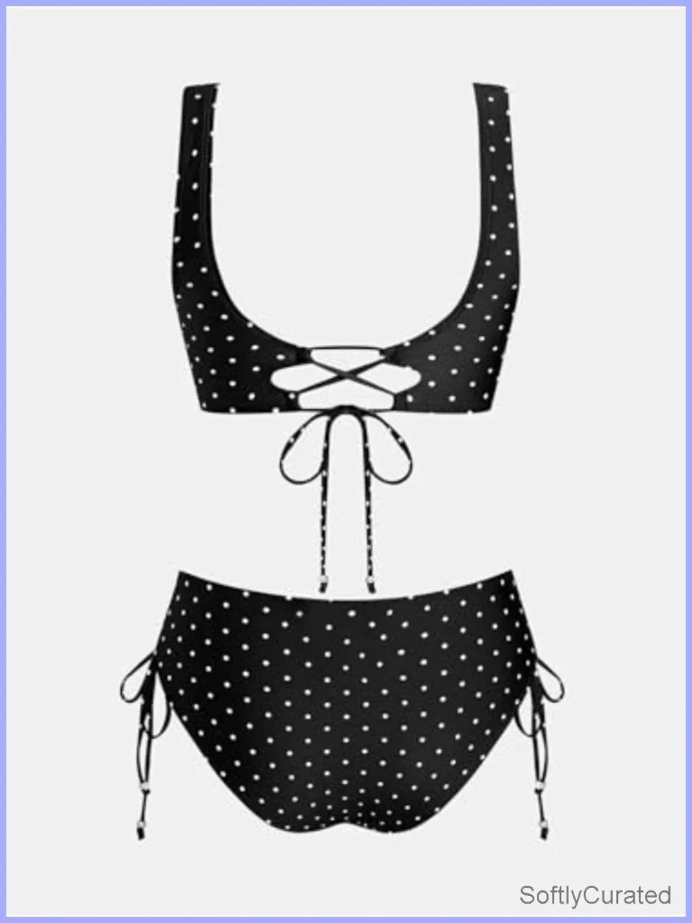 Wrap Front Bikini Set with Lace Up Back, Removable Pads, Adjustable Ties
